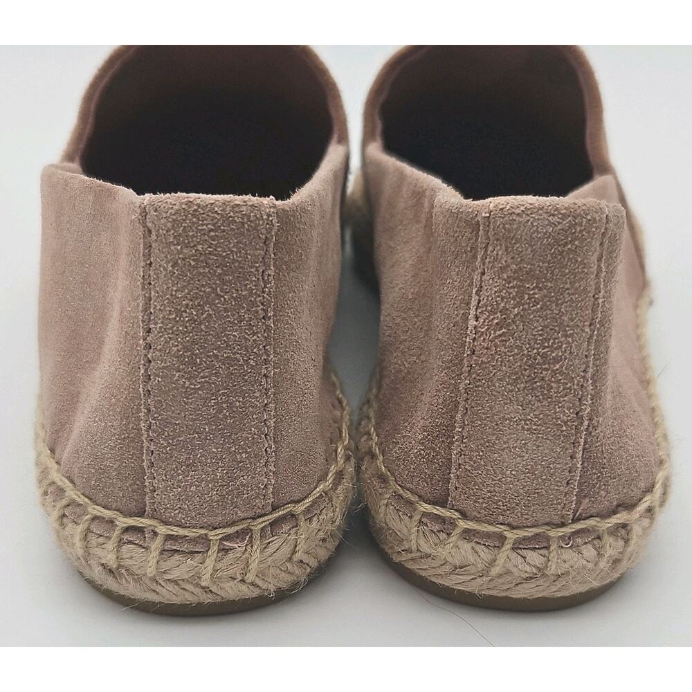 Tory Burch Pearl Logo Flat Espadrilles Pink Suede Black Leather Cap Toe size 6 - Picture 5 of 8